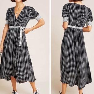 Maeve Polka Dot Midi Dress Size 6 Anthropologie